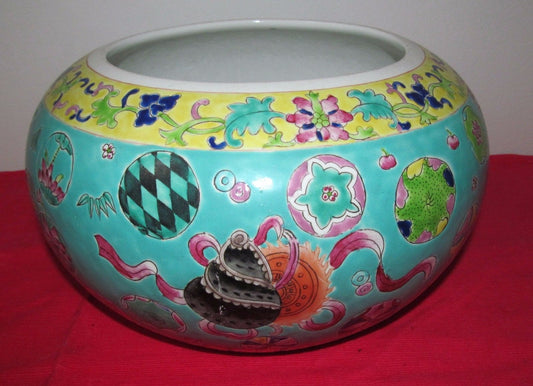 ANTIQUE CHINESE FAMILE VERTE FISH BOWL