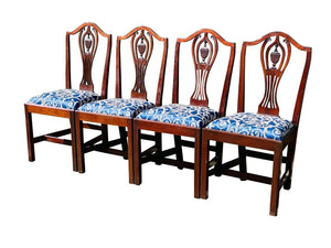 20TH C CHIPPENDALE ANTIQUE STYLE SET OF 8 CHERRY DINING CHAIRS