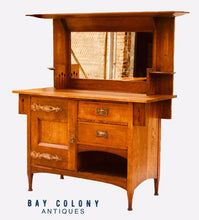 Load image into Gallery viewer, 20TH C ANTIQUE ARTS &amp; CRAFTS / MISSION OAK SIDEBOARD / SERVER ~ ART NOUVEAU