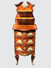 Load image into Gallery viewer, 19TH C FRENCH LOUIS XVI STYLE 3 DRAWER NIGHTSTAND W/ HAND PAINTED HARDWARE