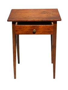19TH C ANTIQUE NEW ENGLAND FEDERAL PERIOD PINE WORK TABLE / NIGHT STAND