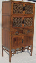 Load image into Gallery viewer, FINE LATE 19TH CENTURY LATTICE WORKED TWO PIECE CHINESE CABINET