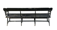 Load image into Gallery viewer, 19th C Antique Black Painted Farmhouse / Deacons Bench - 6.5 Feet - Eagle Paint