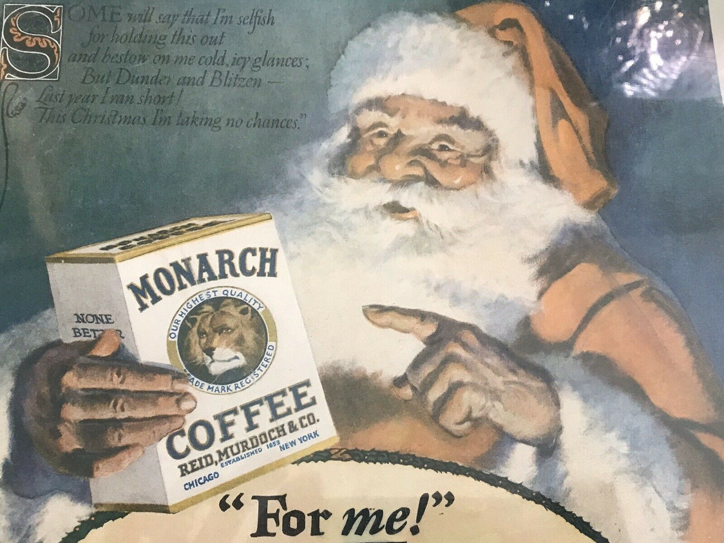 20TH C LADIES HOME JOURNAL MONARCH COFFEE ADVERTISING PRINT & ORIGINAL LABEL