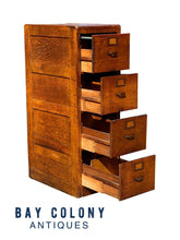 Load image into Gallery viewer, 20TH C ANTIQUE LIBRARY BUREAU MAKERS ARTS &amp; CRAFTS 4 DRAWER OAK FILE CABINET