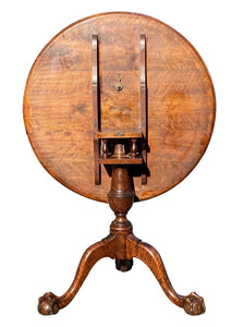 18th C Antique Philadelphia Chippendale Walnut Dish Top Tea Table - Tilt Top