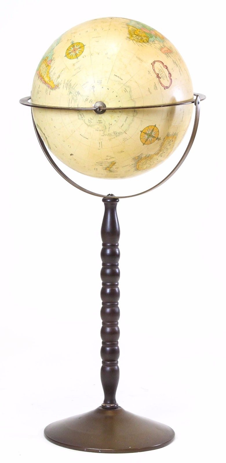 VINTAGE REPLOGLE 12" GLOBE ON FLOOR STAND BASE