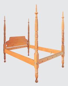 18TH CENTURY CHERRY CARVED CANOPY FOUR POSTER TESTER BED