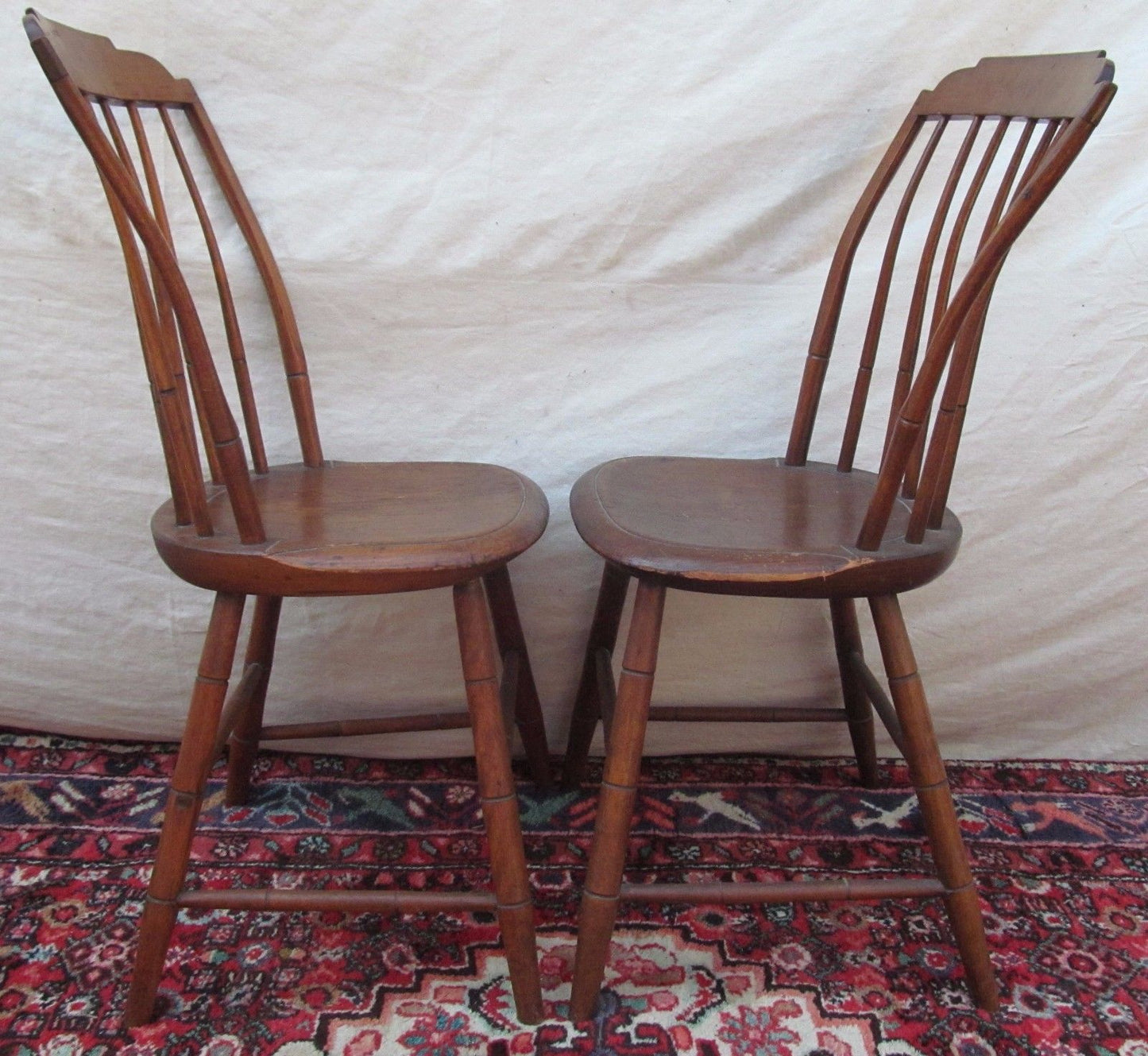 PAIR OF 18TH CENTURY NEW ENGLAND WINDSOR BIRDCAGE CHAIRS