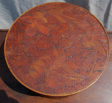 Load image into Gallery viewer, ANTIQUE FOLK ART  FLORAL PATTERN PYROGRAPHY ROUND PANTRY BOX