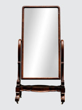Load image into Gallery viewer, EARLY 19TH C. MAHOGANY FRENCH EMPIRE / CLASSICAL CHEVAL MIRROR W/ CARVED BASE