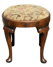 Load image into Gallery viewer, 18TH C ANTIQUE QUEEN ANNE WALNUT NEEDLEPOINT FOOTSTOOL