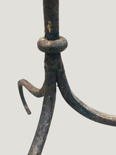 Load image into Gallery viewer, 18TH CENTURY FEDERAL TRIPLE ARM RAT TAILED SPIDER LEG WROUGHT IRON FLOOR LIGHT