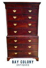 Load image into Gallery viewer, 18TH C ANTIQUE GEORGIAN MAHOGANY CHEST ON CHEST / DRESSER ~ TALL CHEST / HIGHBOY