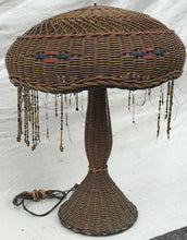 Load image into Gallery viewer, EARLY 20TH C ARTS &amp; CRAFTS HEYWOOD WAKEFIELD ANTIQUE TABLE LAMP W/ SILK UNDERLAY