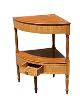 Load image into Gallery viewer, Late 18th Century Antique Federal Tiger Maple &amp; Cherry Curved Corner Wash Stand