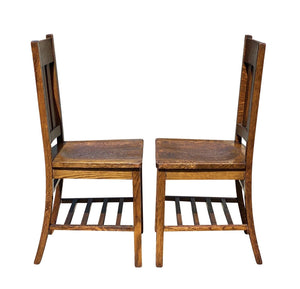 20th C Antique Arts & Crafts Set of 8 Tiger Oak Dining Chairs