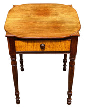Load image into Gallery viewer, 19TH C ANTIQUE SHERATON CHERRY &amp; TIGER MAPLE 1 DRAWER WORK TABLE / NIGHT STAND