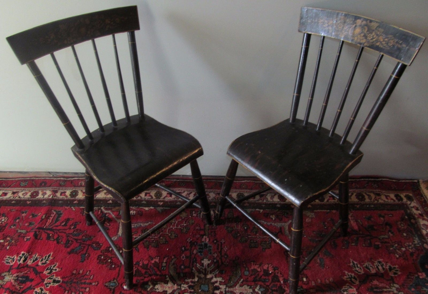 EARLY 19TH CT SET OF 6 DH BATCHELDER NEW ENGLAND WINDSOR CHAIRS IN TOLE PAINT