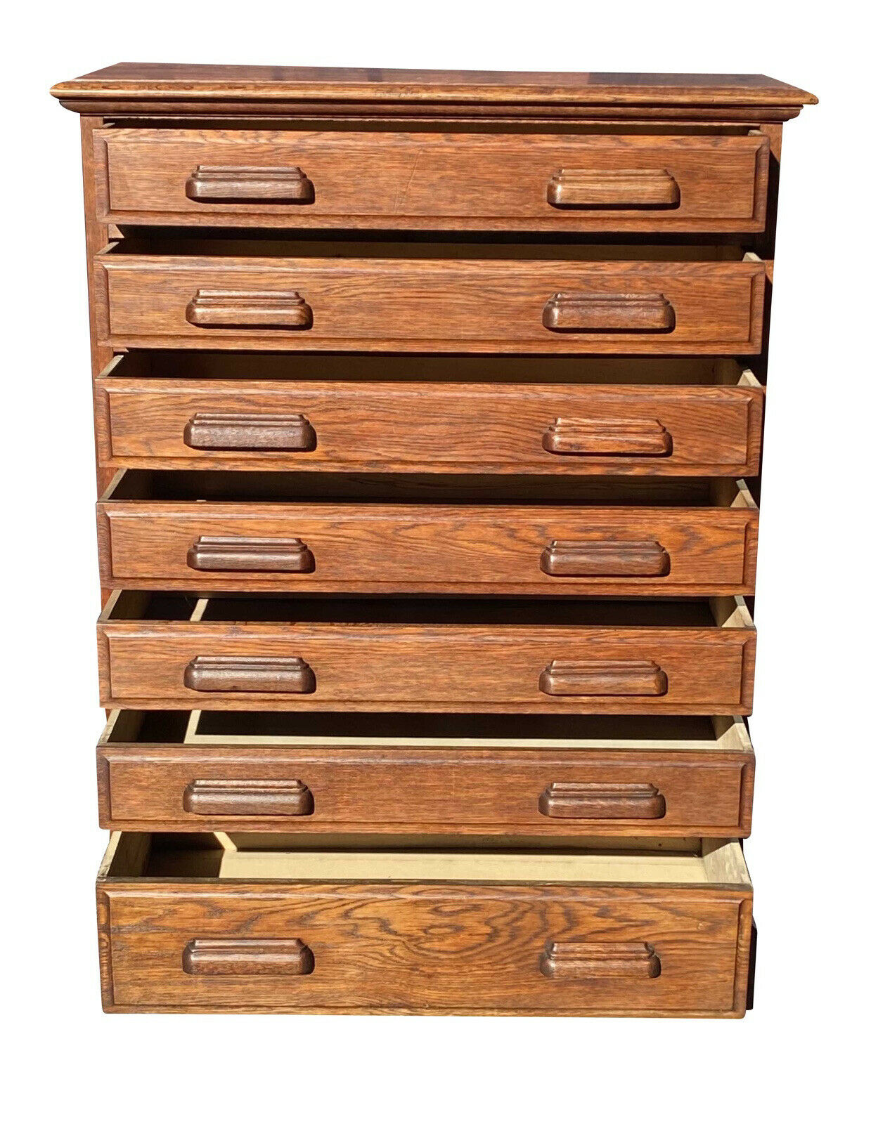 19th C Antique Victorian Tiger Oak Map File / Printers Cabinet