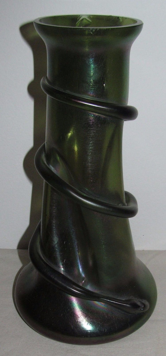 LOETZ 10 1/2" THREAD APPLIED VASE