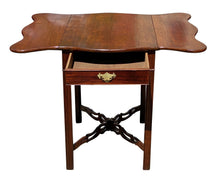 Load image into Gallery viewer, 20TH C ANTIQUE CHIPPENDALE MAHOGANY DROP LEAF PEMBROKE TABLE W/ SERPENTINE TOP