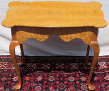 Load image into Gallery viewer, ULTRA HIGH QUALITY SOLID TIGER MAPLE QUEEN ANNE STYLED TEA TABLE ON PAD FEET