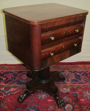 Load image into Gallery viewer, OUTSTANDING BOSTON CLASSICAL MAHOGANY &amp; ROSEWOOD INLAID WORK TABLE BY ISSAC VOSE