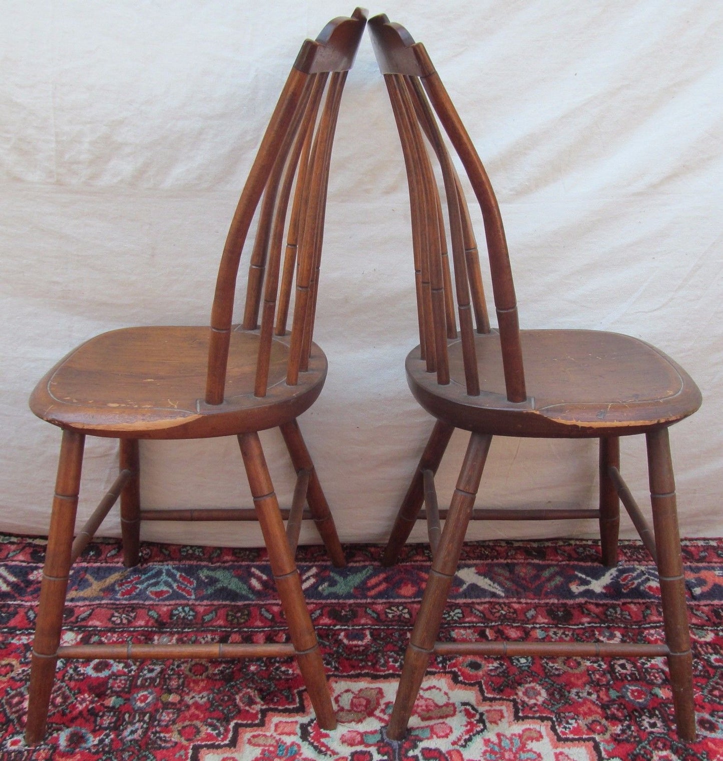 PAIR OF 18TH CENTURY NEW ENGLAND WINDSOR BIRDCAGE CHAIRS