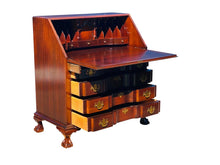 Load image into Gallery viewer, 20TH C CHIPPENDALE ANTIQUE STYLE MAHOGANY BLOCK FRONT SLANT LID SECRETARY DESK