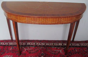 EXQUISITELY INLAID SATINWOOD ADAM'S STYLED GEORGIAN CONSOLE TABLE BY HERITAGE