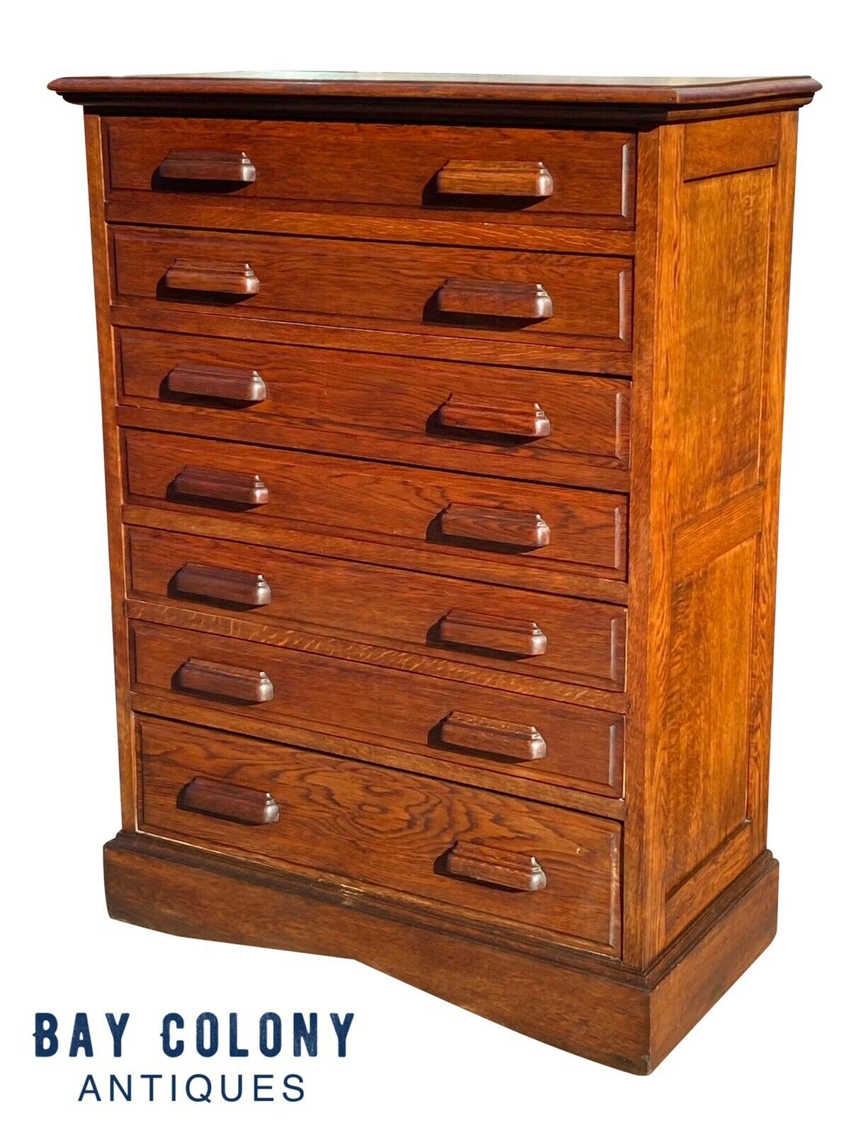 19th C Antique Victorian Tiger Oak Map File / Printers Cabinet