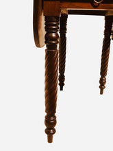 Load image into Gallery viewer, 19TH C ANTIQUE SHERATON MAHOGANY CARVED ROPE LEG DROP LEAF DINING TABLE