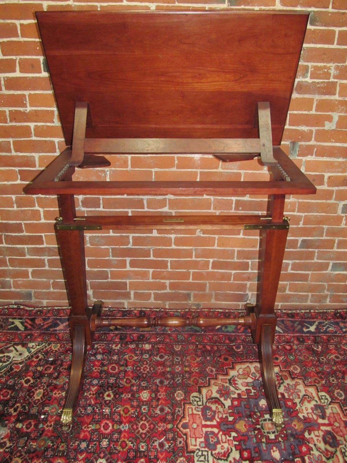 FEDERAL STYLED CHERRY DRAFTING TABLE W/FINE BRASS HARDWARE