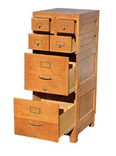 Load image into Gallery viewer, 20th C Antique Arts &amp; Crafts Tiger Oak Stacking File Cabinet - Rare Index Drawer
