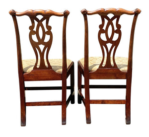 18th C Antique Pair of Chippendale Mahogany Side Chairs