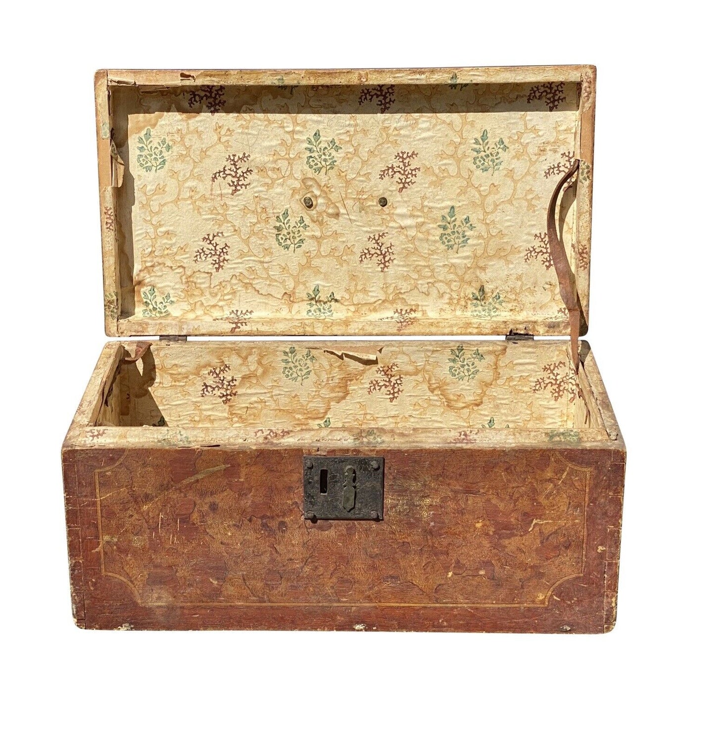 Antique Painted Document Box - Faux Tortoise Shell Decoration