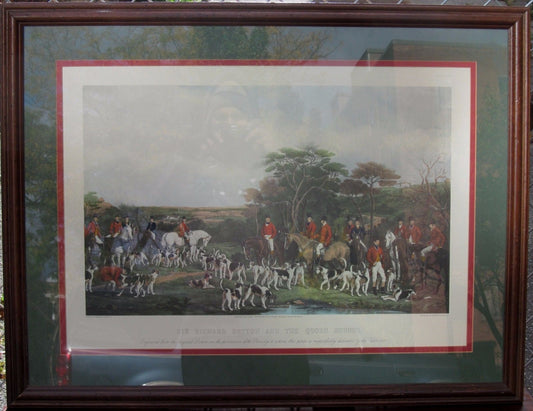 BRITISH FOX HUNT PRINT "SIR RICHARD SUTTON & THE QUORN HOUNDS"