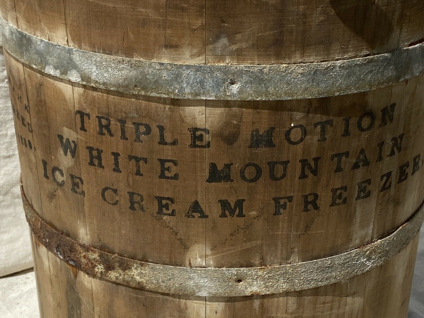 19TH C ANTIQUE WHITE MOUNTAIN TRIPLE MOTION VICTORIAN ICE CREAM FREEZER / MAKER