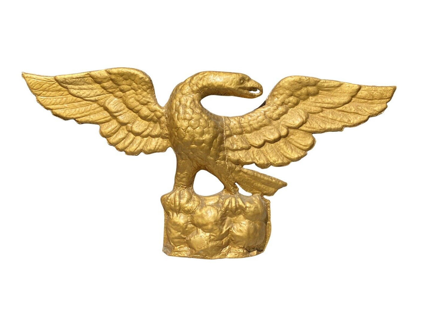 Antique Embossed Brass Eagle Wall Hanging With Spread Wings