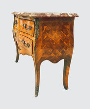 Load image into Gallery viewer, FRENCH LOUIS XV STYLED MARBLED TOPPED BOMBE FORMED DRESSER CONSOLE