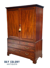 Load image into Gallery viewer, 18th C Antique Chippendale Mahogany Linen Press / Tv Cabinet