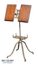 Load image into Gallery viewer, Antique Victorian Brass &amp; Oak Dictionary Stand - Adjustable Height &amp; Book Width