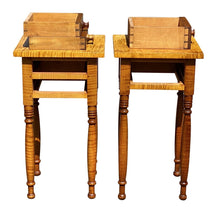 Load image into Gallery viewer, 20th C Vintage Pair of Tiger Maple Nightstands / End Tables