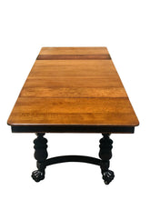 Load image into Gallery viewer, 19TH C ANTIQUE VICTORIAN CARVED OAK DINING ROOM / BANQUET TABLE ~ 9.5 + FEET