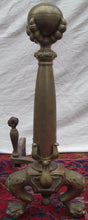 Load image into Gallery viewer, MONUMENTAL ANTIQUE CHIPPENDALE BALL &amp; CLAW FIREPLACE ANDIRON SET W/ FENDER BAR