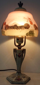 ORIGINAL MOE BRIDGES ART NOUVEAU REVERSE PAINTED LAMP
