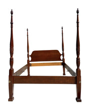 Load image into Gallery viewer, Vintage Cherry Queen Size Chippendale Style Rice Carved Plantation Bed