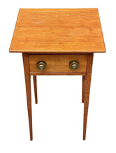 Load image into Gallery viewer, 19th C Antique Federal Period Cherry &amp; Tiger Maple Worktable / Nightstand