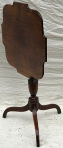 MAHOGANY QUEEN ANNE STYLE ANTIQUE TILT TOP CANDLE STAND BY IRVING & CASSON - EARLY 20TH C
